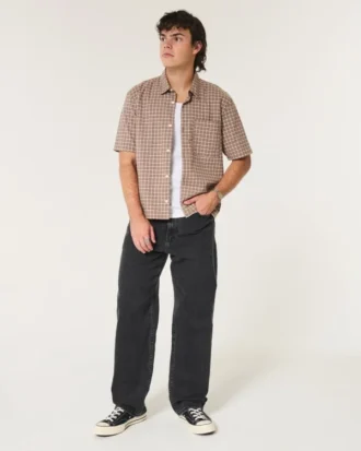 Gewaschene schwarze Baggy-Jeans Gewaschene schwarze Baggy-Jeans