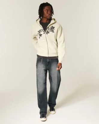 Gewaschene schwarze Baggy-Jeans Gewaschene schwarze Baggy-Jeans