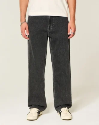 Gewaschene schwarze Baggy-Jeans Gewaschene schwarze Baggy-Jeans