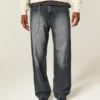 Gewaschene schwarze Baggy-Jeans
