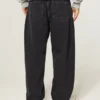 Gewaschene schwarze Baggy-Jeans mit Drachenmotiv Gewaschene schwarze Baggy-Jeans mit Drachenmotiv