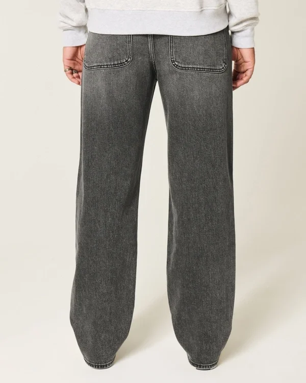 Gewaschene schwarze Baggy-Jeans mit Stern-Grafik Gewaschene schwarze Baggy-Jeans mit Stern-Grafik