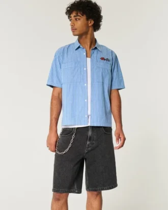 Gewaschene schwarze Baggy-Jeansshorts