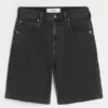 Gewaschene schwarze Baggy-Jeansshorts