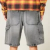Gewaschene schwarze Denim-Baggy-Malershorts