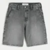 Gewaschene schwarze Denim-Baggy-Malershorts