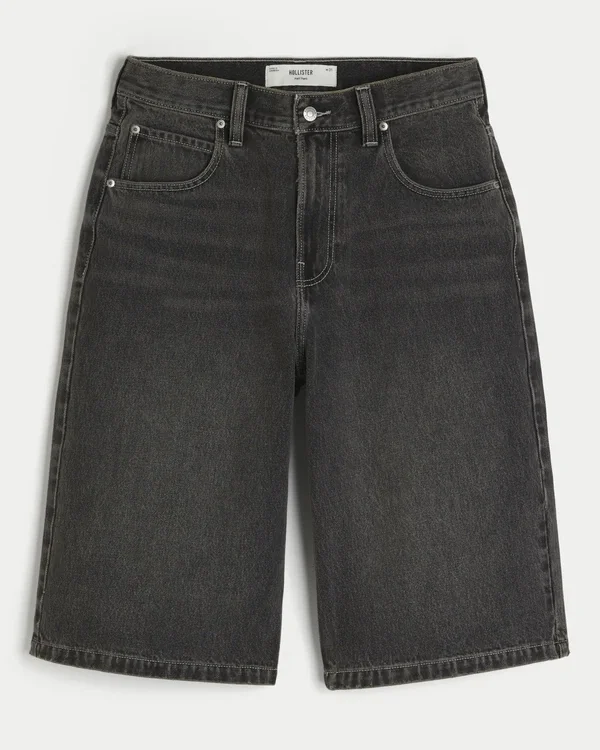 Gewaschene schwarze Denim-Halbhose Gewaschene schwarze Denim-Halbhose