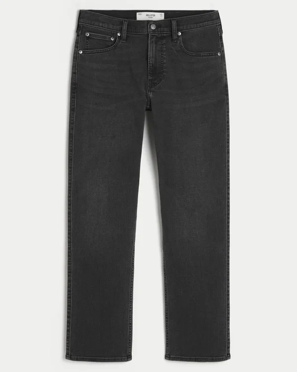 Gewaschene schwarze Straight-Jeans Gewaschene schwarze Straight-Jeans