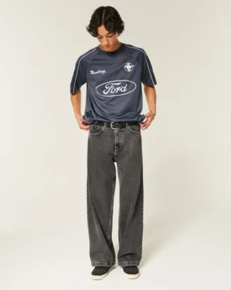 Gewaschene schwarze Super-Baggy-Jeans