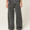 Gewaschene schwarze Super-Baggy-Jeans Gewaschene schwarze Super-Baggy-Jeans