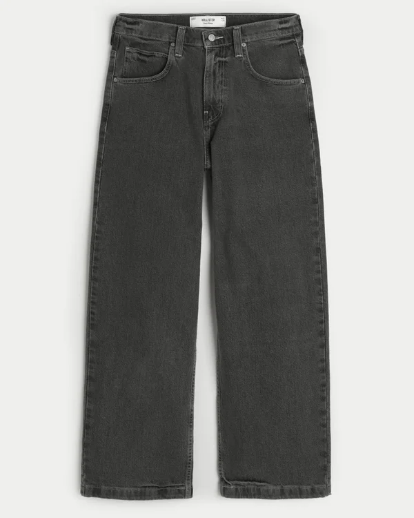 Gewaschene schwarze Super-Baggy-Jeans Gewaschene schwarze Super-Baggy-Jeans