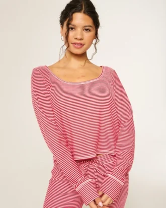 Gilly Hicks Always Cozy Waffle Langarm-Shirt mit Rundhalsausschnitt