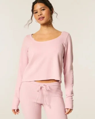 Gilly Hicks Always Cozy Waffle Langarm-Shirt mit Rundhalsausschnitt