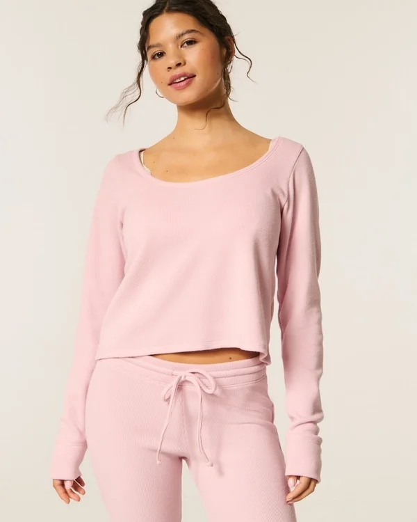 Gilly Hicks Always Cozy Waffle Langarm-Shirt mit Rundhalsausschnitt Gilly Hicks Always Cozy Waffle Langarm-Shirt mit Rundhalsausschnitt