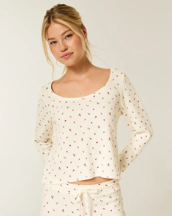 Gilly Hicks Always Cozy Waffle Langarm-Shirt mit Rundhalsausschnitt Gilly Hicks Always Cozy Waffle Langarm-Shirt mit Rundhalsausschnitt