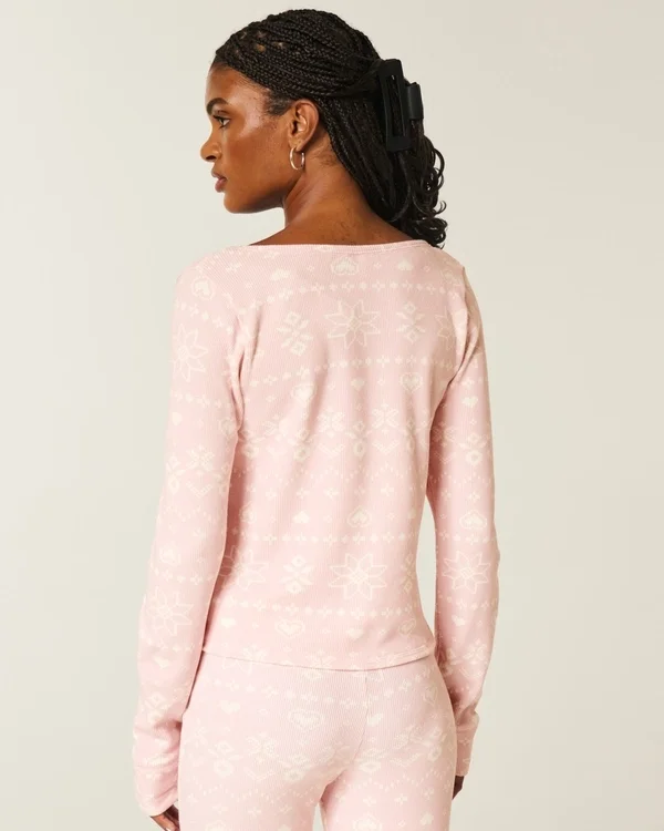 Gilly Hicks Always Cozy Waffle Langarm-Shirt mit Rundhalsausschnitt Gilly Hicks Always Cozy Waffle Langarm-Shirt mit Rundhalsausschnitt