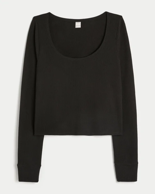 Gilly Hicks Always Cozy Waffle Langarm-Shirt mit Rundhalsausschnitt Gilly Hicks Always Cozy Waffle Langarm-Shirt mit Rundhalsausschnitt