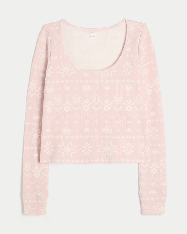 Gilly Hicks Always Cozy Waffle Langarm-Shirt mit Rundhalsausschnitt Gilly Hicks Always Cozy Waffle Langarm-Shirt mit Rundhalsausschnitt