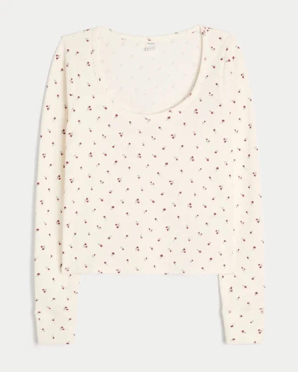 Gilly Hicks Always Cozy Waffle Langarm-Shirt mit Rundhalsausschnitt Gilly Hicks Always Cozy Waffle Langarm-Shirt mit Rundhalsausschnitt