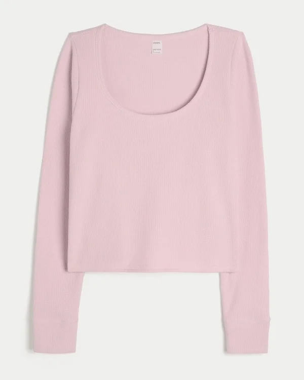 Gilly Hicks Always Cozy Waffle Langarm-Shirt mit Rundhalsausschnitt Gilly Hicks Always Cozy Waffle Langarm-Shirt mit Rundhalsausschnitt