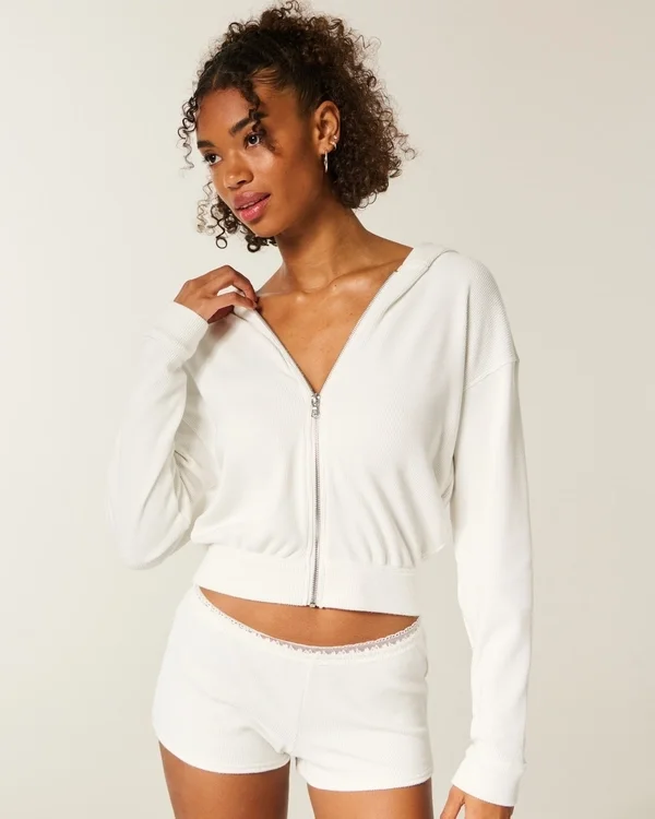 Gilly Hicks Always Cozy Waffle Zip-Up Hoodie Gilly Hicks Always Cozy Waffle Zip-Up Hoodie