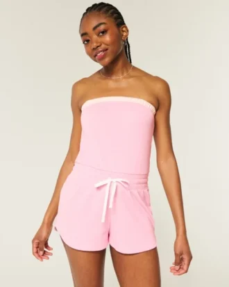 Gilly Hicks Bequemer trägerloser Waffel-Onesie Gilly Hicks Bequemer trägerloser Waffel-Onesie