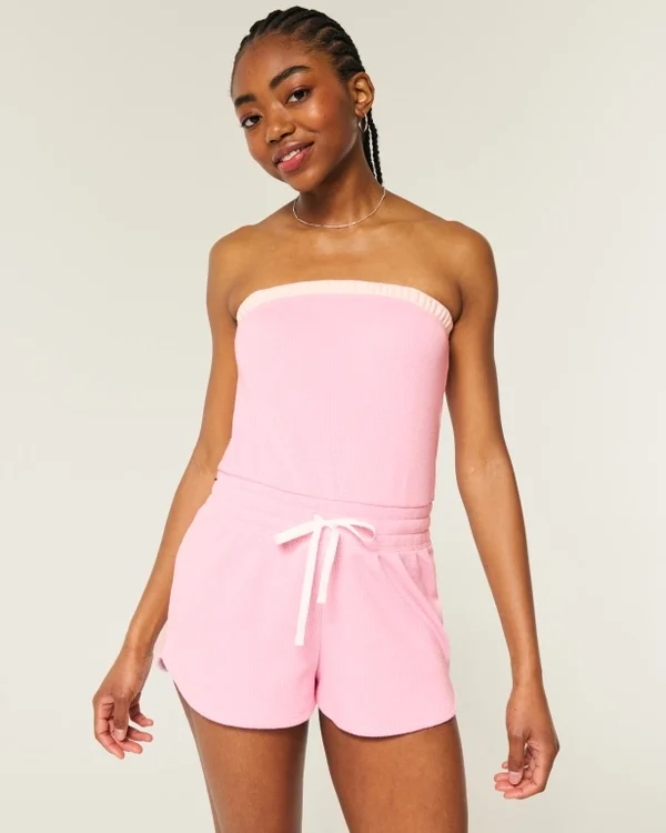 Gilly Hicks Bequemer trägerloser Waffel-Onesie Gilly Hicks Bequemer trägerloser Waffel-Onesie