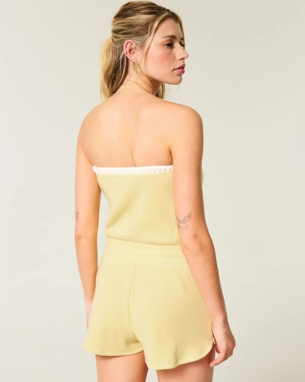 Gilly Hicks Bequemer trägerloser Waffel-Onesie Gilly Hicks Bequemer trägerloser Waffel-Onesie