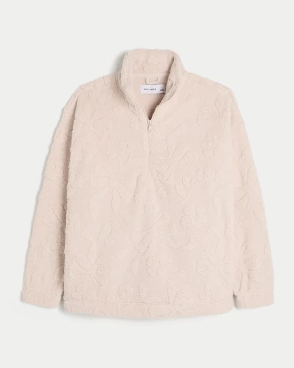 Gilly Hicks Sherpa-Sweatshirt mit Viertelreißverschluss Gilly Hicks Sherpa-Sweatshirt mit Viertelreißverschluss