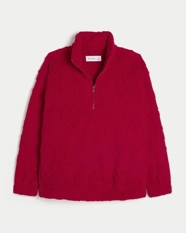 Gilly Hicks Sherpa-Sweatshirt mit Viertelreißverschluss Gilly Hicks Sherpa-Sweatshirt mit Viertelreißverschluss