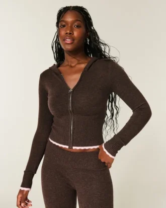 Gilly Hicks Sweatshirt mit Zip-Up-Kapuze und gewelltem Saum Gilly Hicks Sweatshirt mit Zip-Up-Kapuze und gewelltem Saum