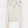 Gilly Hicks Sweatshirt mit Zip-Up-Kapuze und gewelltem Saum