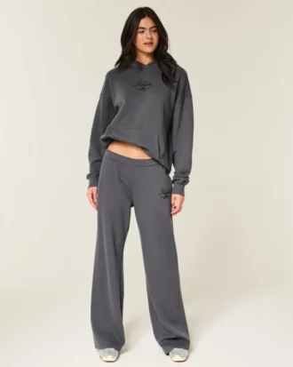 Glitzerndes Logo-Grafik Wide-Leg Sweatpants