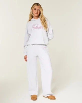 Glitzerndes Logo-Grafik Wide-Leg Sweatpants