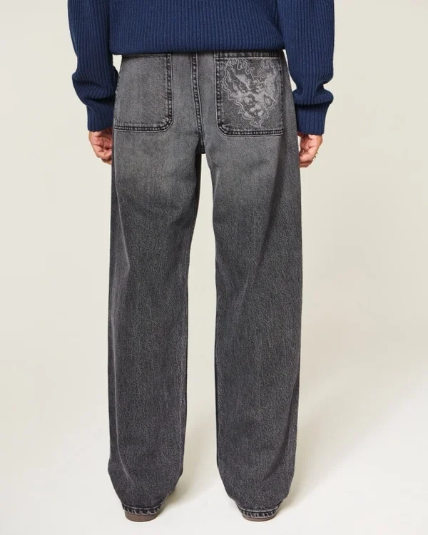 Graue Baggy-Jeans mit Herz-Grafik Graue Baggy-Jeans mit Herz-Grafik
