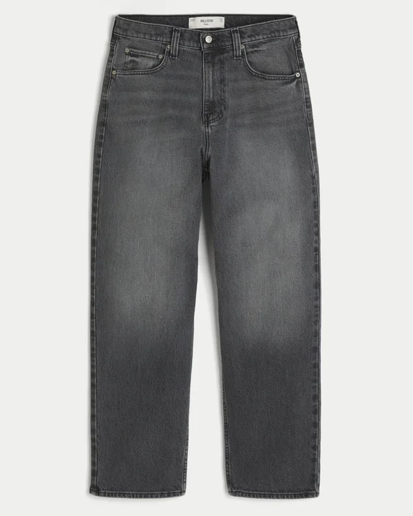 Graue Baggy-Jeans mit Herz-Grafik Graue Baggy-Jeans mit Herz-Grafik