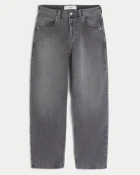 Graue Skater-Baggy-Jeans mit Stickerei und Nieten