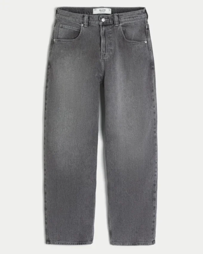 Graue Skater-Baggy-Jeans mit Stickerei und Nieten Graue Skater-Baggy-Jeans mit Stickerei und Nieten