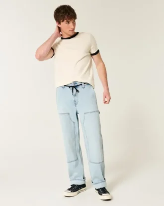 Hellblaue Baggy Carpenter Jeans