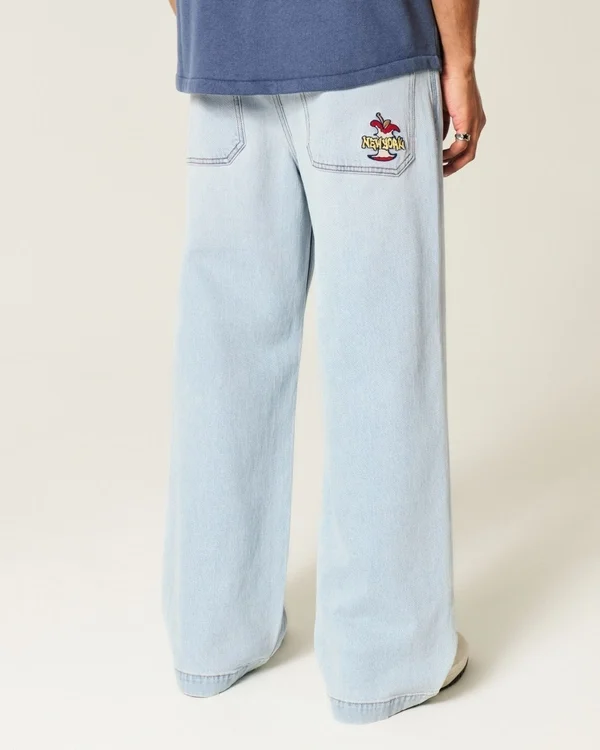 Hellblaue New York Graphic Super Baggy Jeans Hellblaue New York Graphic Super Baggy Jeans