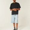 Hellblaue, verzierte Super-Baggy-Jeansshorts Hellblaue, verzierte Super-Baggy-Jeansshorts
