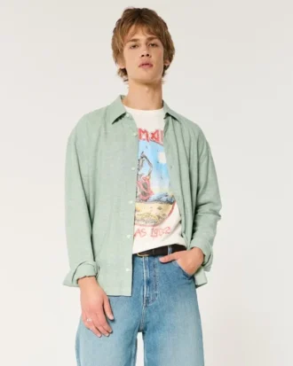 Hemd aus Leinenmischung mit Knopfleiste