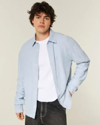 Hemd aus Leinenmischung mit Knopfleiste