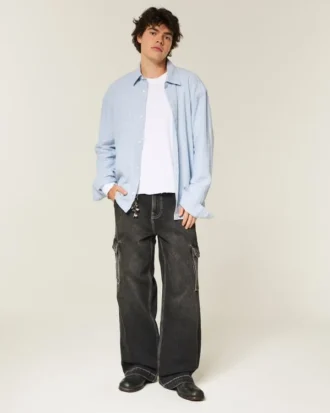 Hemd aus Leinenmischung mit Knopfleiste