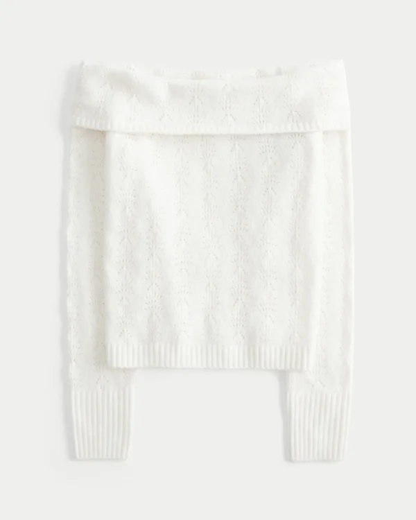 Hollister Bequemer Cloud Stitchy Off-Shoulder-Pullover Hollister Bequemer Cloud Stitchy Off-Shoulder-Pullover