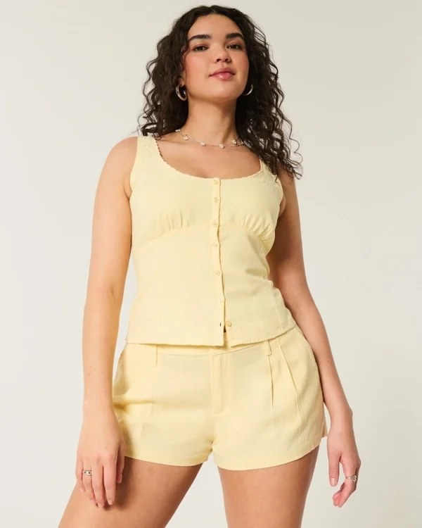 Hollister Livvy Shorts aus Leinenmischung mit niedriger Leibhöhe Hollister Livvy Shorts aus Leinenmischung mit niedriger Leibhöhe