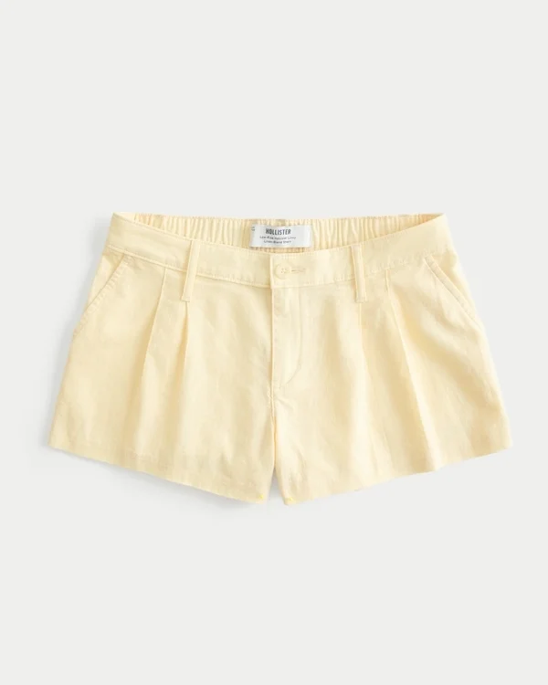 Hollister Livvy Shorts aus Leinenmischung mit niedriger Leibhöhe Hollister Livvy Shorts aus Leinenmischung mit niedriger Leibhöhe