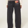 Hollister x Taco Bell Washed Black Embroidered Graphic Baggy Jeans Hollister x Taco Bell Washed Black Embroidered Graphic Baggy Jeans