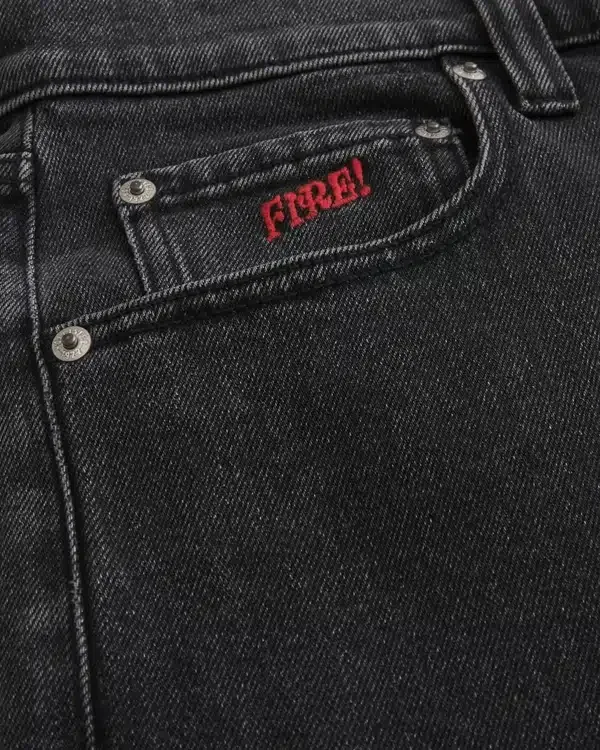 Hollister x Taco Bell Washed Black Embroidered Graphic Baggy Jeans Hollister x Taco Bell Washed Black Embroidered Graphic Baggy Jeans