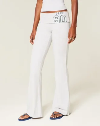 Hose mit grafischem Muster und umgeschlagener Taille